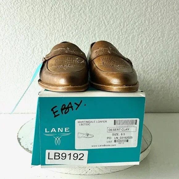 Lane Boots Womens Western Flats MARTINGALE Brown Cowgirl Loafer Slip On 8.5 - Picture 11 of 12